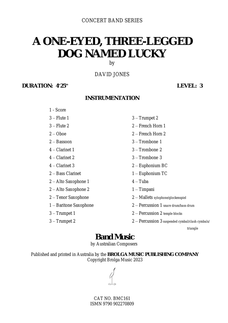 One-Eyed, Three-Legged Dog Named Lucky, A (score only) Concert Band scores gallery preview page 2