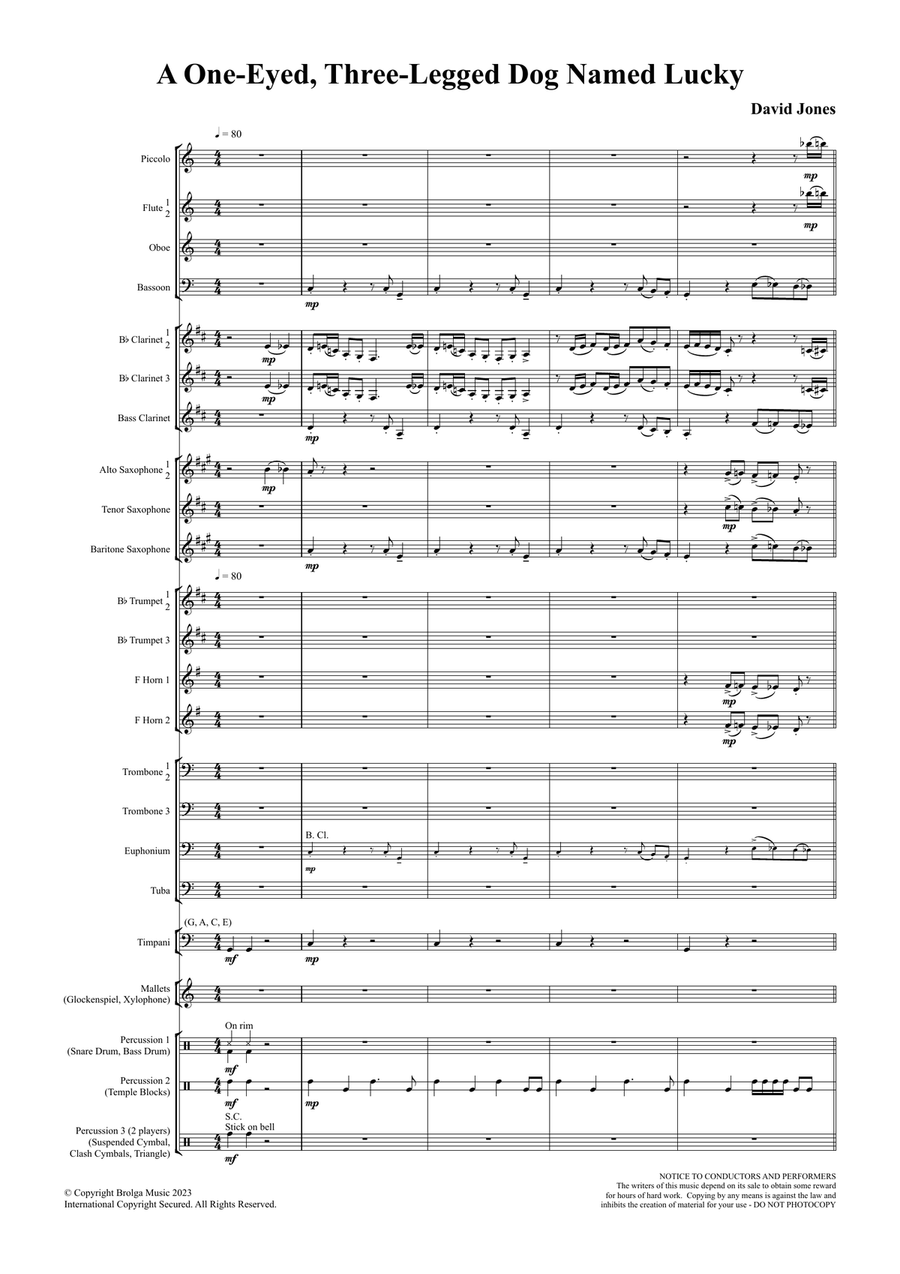 One-Eyed, Three-Legged Dog Named Lucky, A (score only) Concert Band scores gallery preview page 3