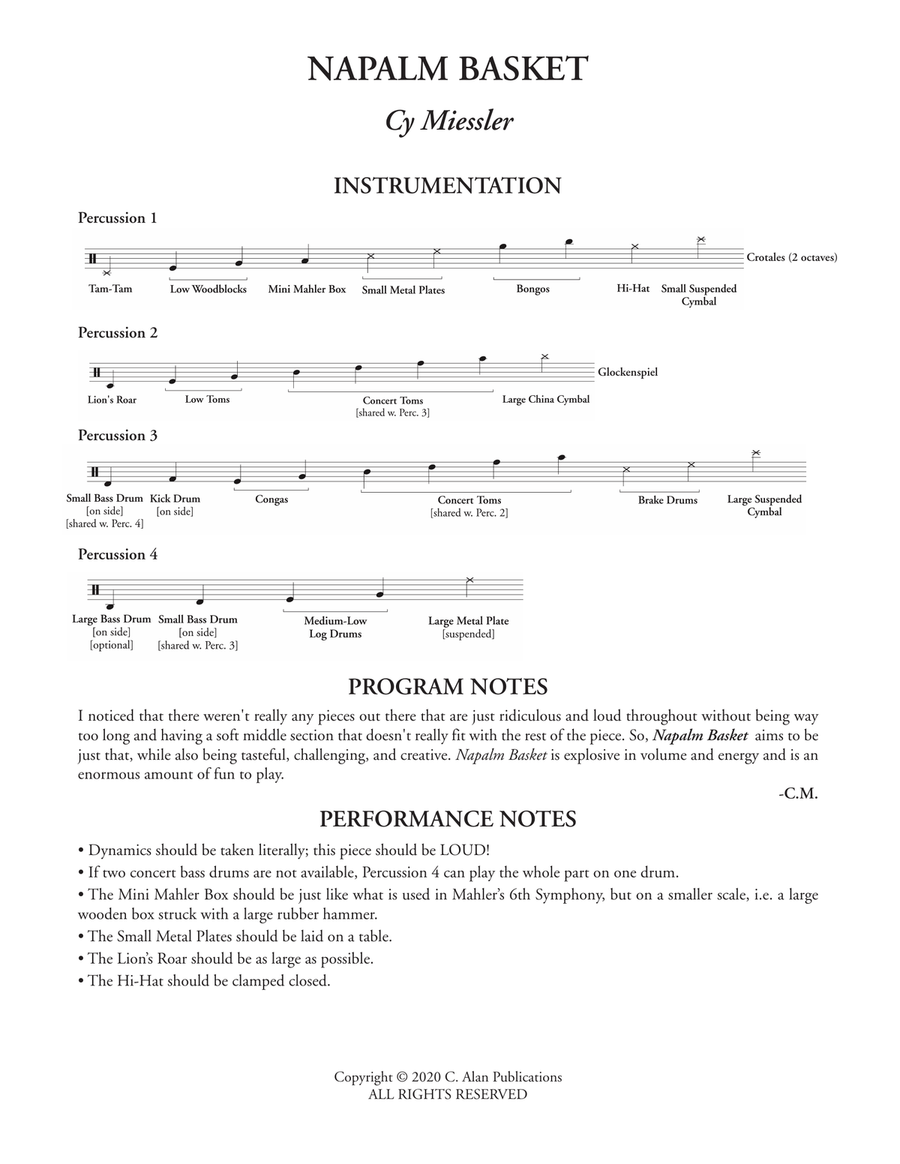 Napalm Basket (score only) Percussion Ensemble scores gallery preview page 2