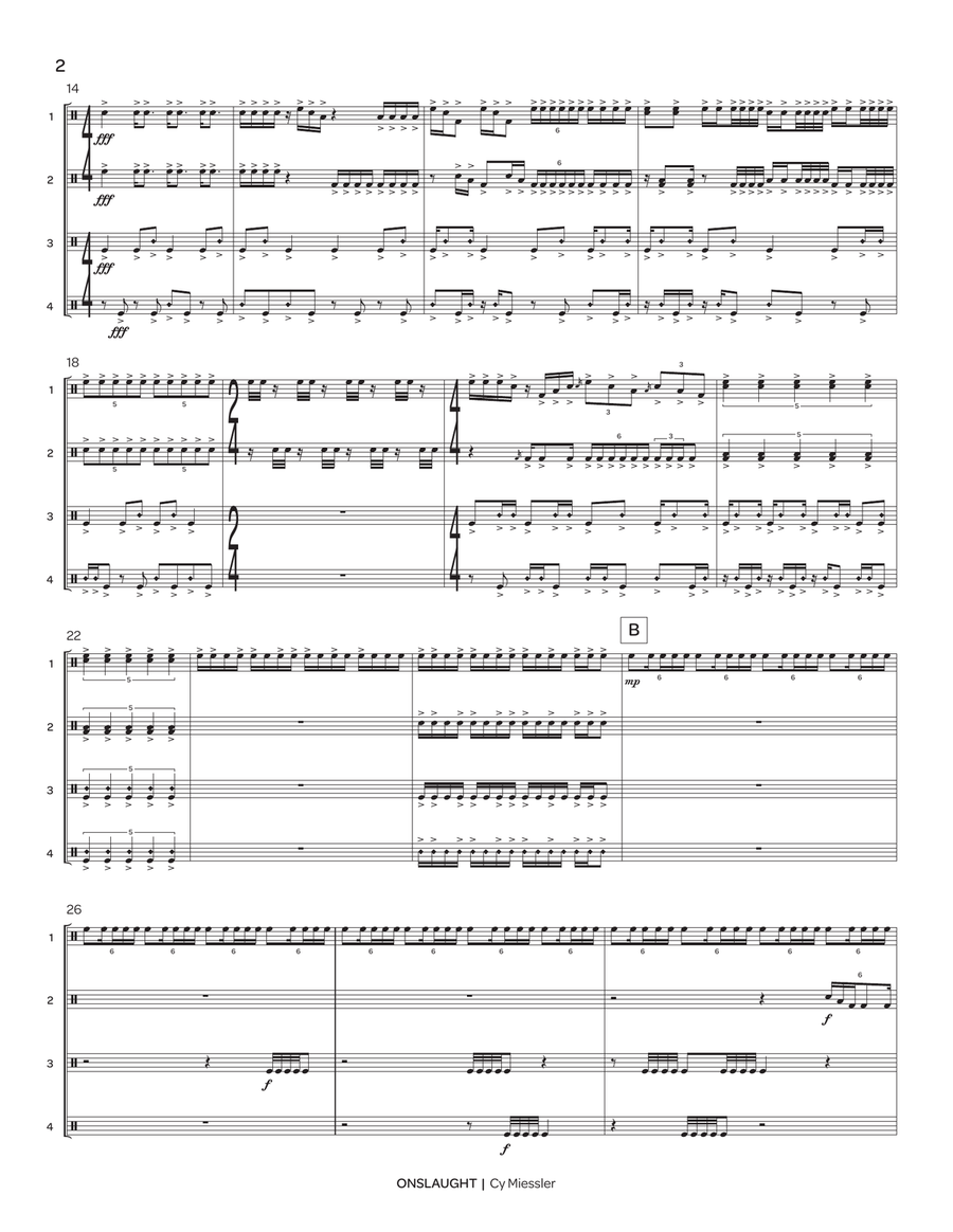 Onslaught (score only) Onslaught (score only) Percussion Ensemble scores gallery preview page 4
