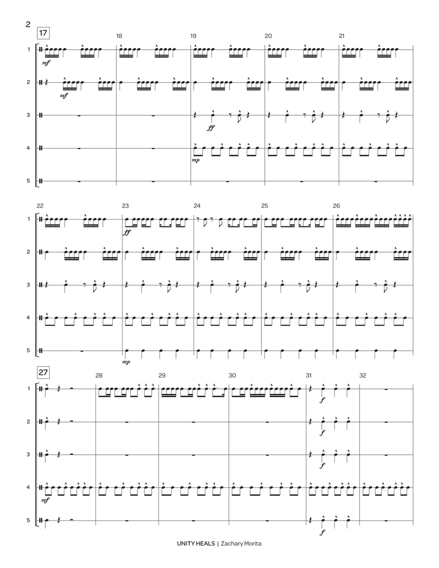 Unity Heals Unity Heals Percussion Ensemble scores gallery preview page 3