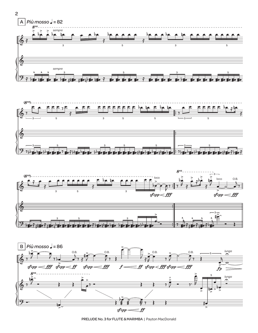 Prelude No. 3 for Flute & Marimba Flute scores gallery preview page 3