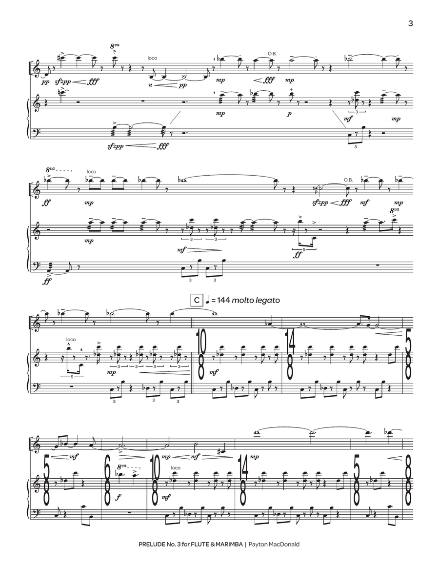 Prelude No. 3 for Flute & Marimba Flute scores gallery preview page 4