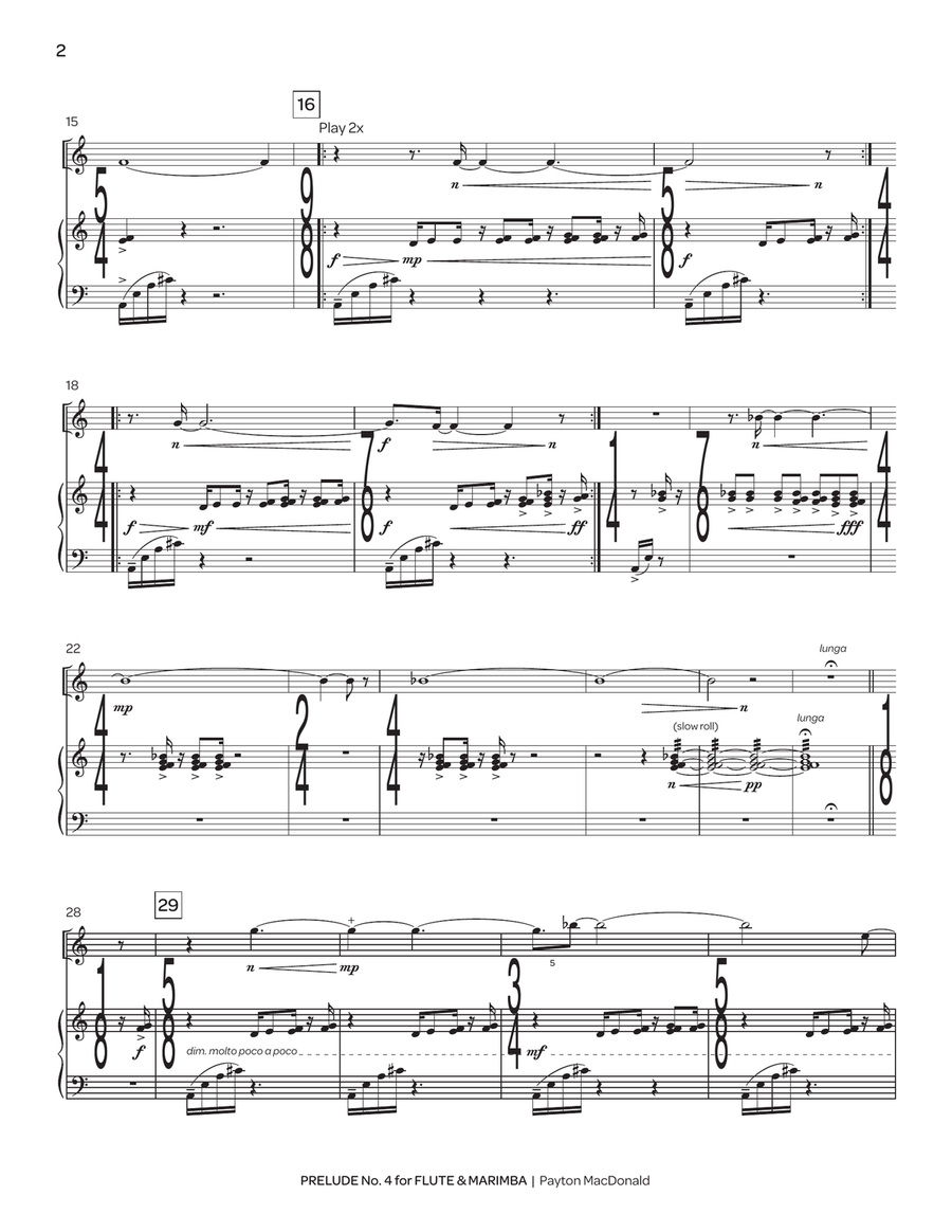Prelude No. 4 for Flute & Marimba Flute scores gallery preview page 3