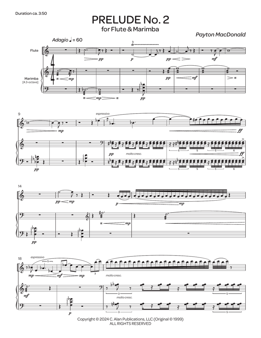 Prelude No. 2 for Flute & Marimba Flute scores gallery preview page 2