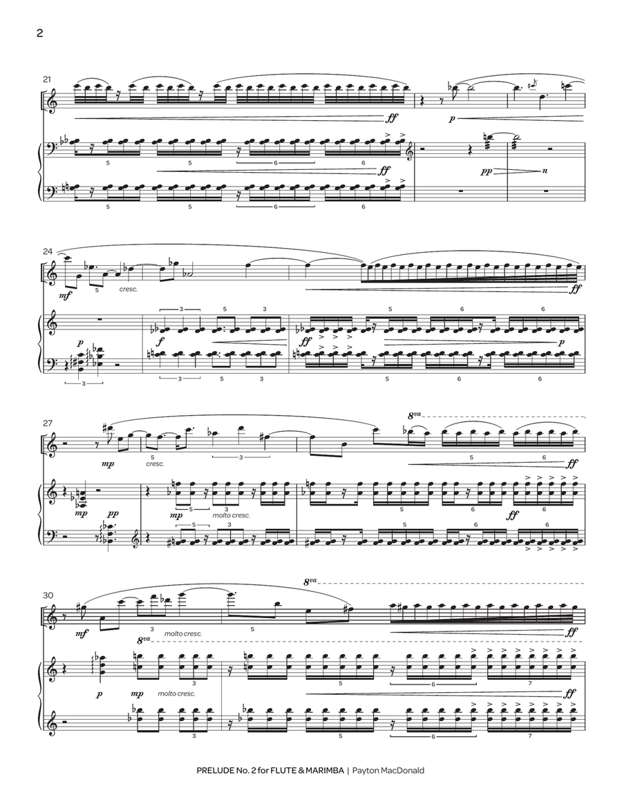 Prelude No. 2 for Flute & Marimba Flute scores gallery preview page 3