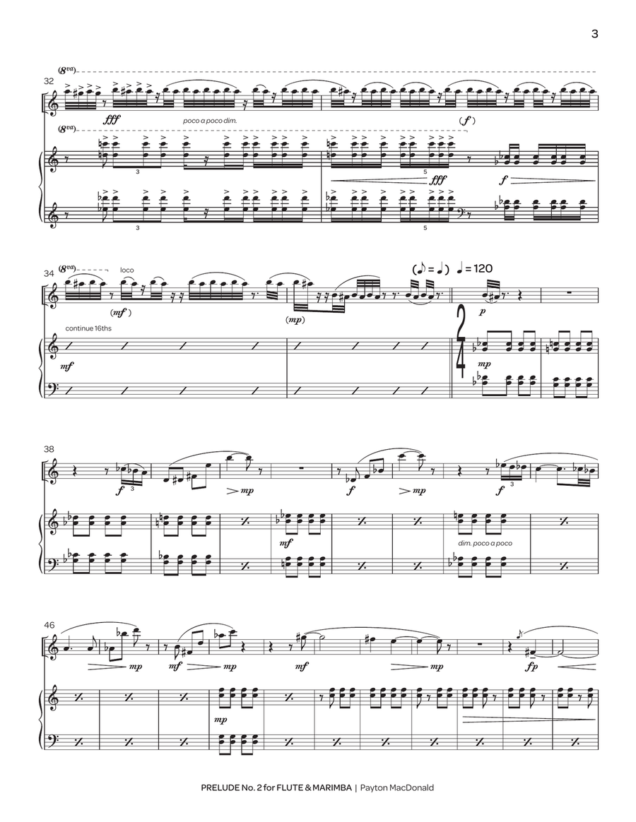 Prelude No. 2 for Flute & Marimba Flute scores gallery preview page 4