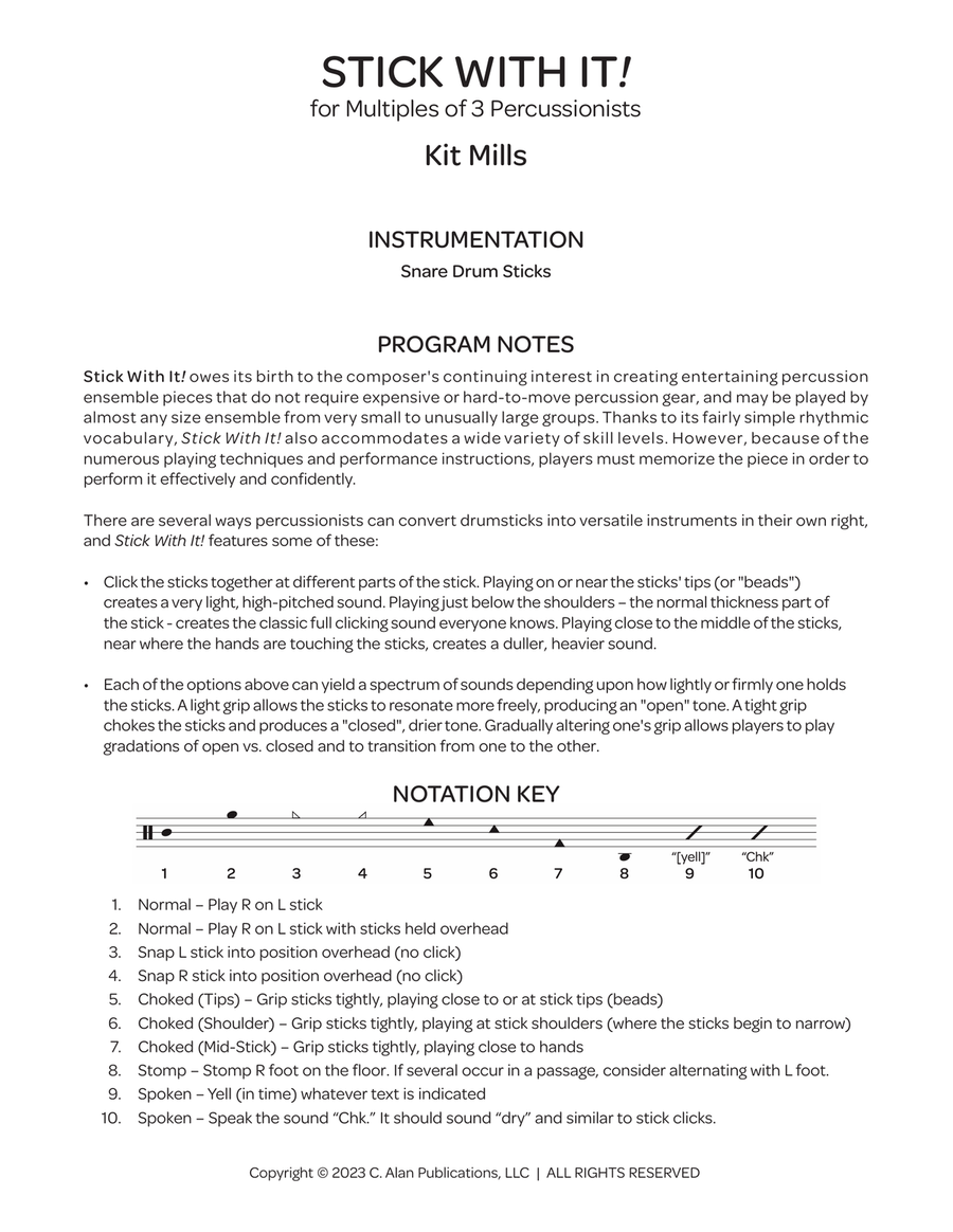 Stick With It! Stick With It! Percussion Ensemble scores gallery preview page 2