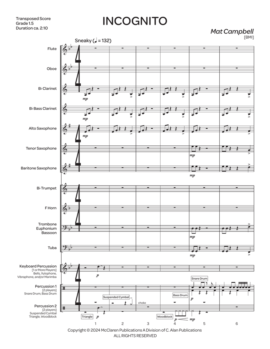 Incognito (score only) Incognito (score only) Concert Band scores gallery preview page 2