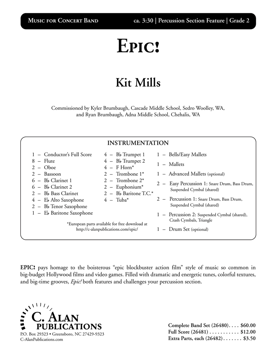 Epic! (score only) Epic! (score only) Concert Band scores gallery preview page 2