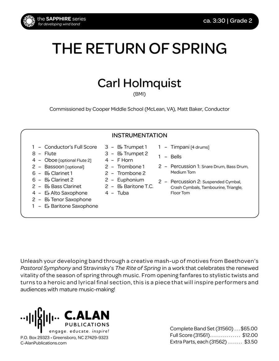 The Return of Spring (score only) Concert Band scores gallery preview page 2