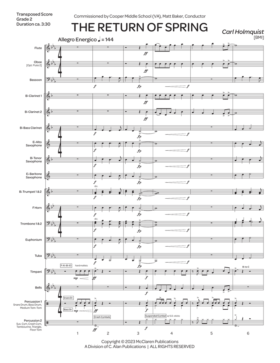 The Return of Spring (score only) Concert Band scores gallery preview page 3