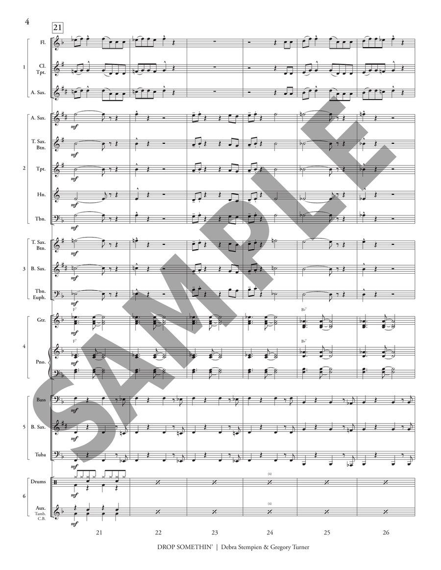 Drop Somethin' (5-Part Flex) Jazz Ensemble scores gallery preview page 6