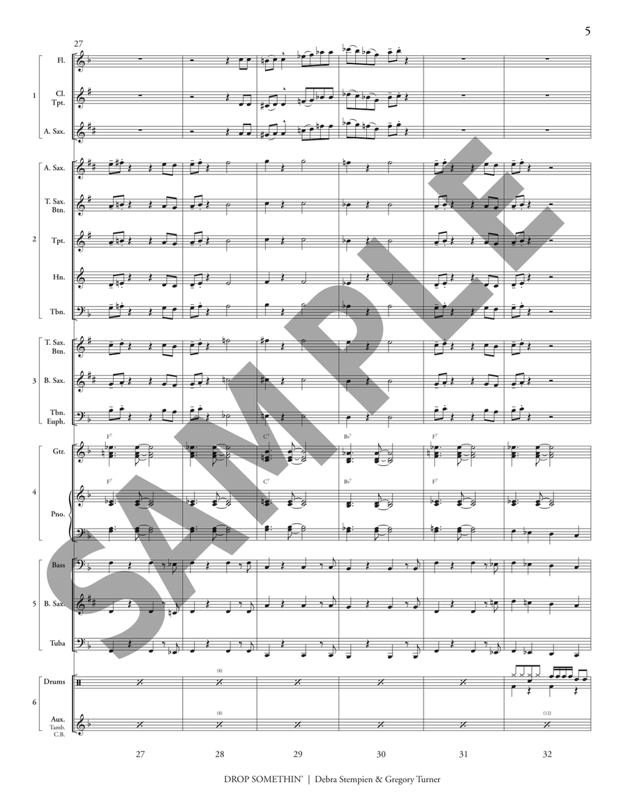 Drop Somethin' (5-Part Flex) Jazz Ensemble scores gallery preview page 7
