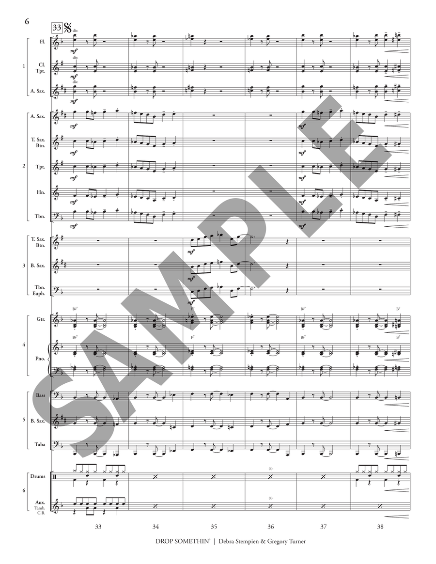 Drop Somethin' (5-Part Flex) Jazz Ensemble scores gallery preview page 8