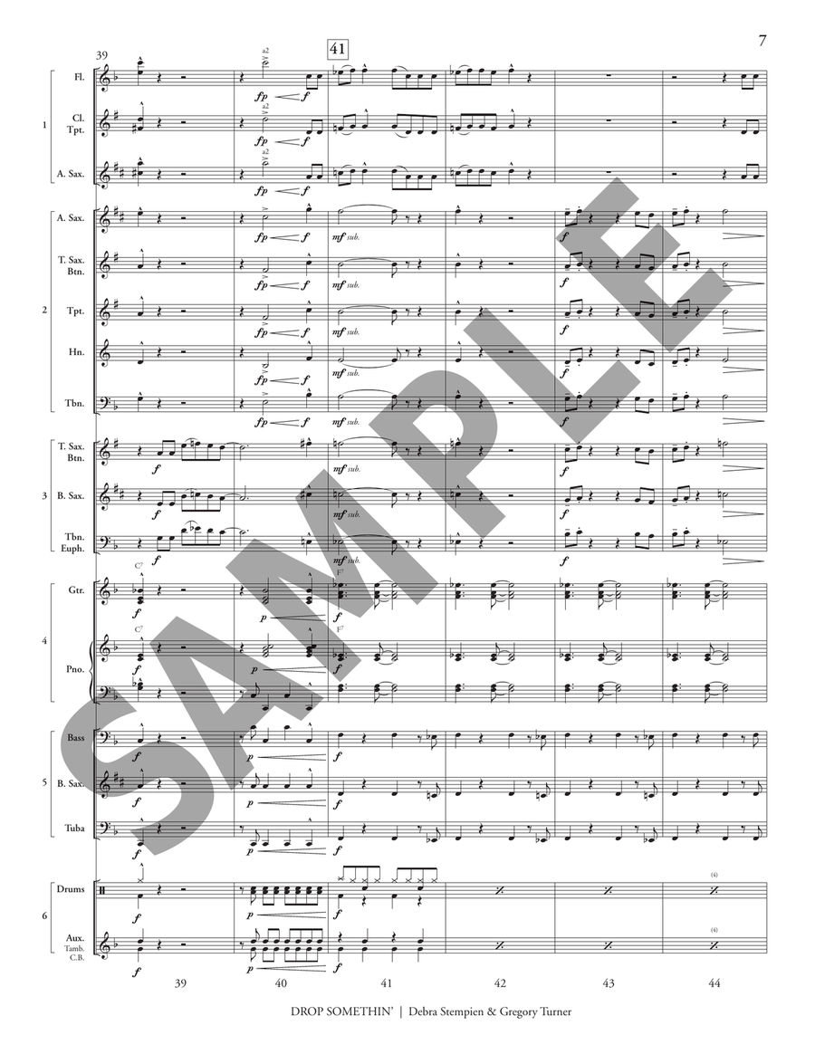 Drop Somethin' (5-Part Flex) Jazz Ensemble scores gallery preview page 9