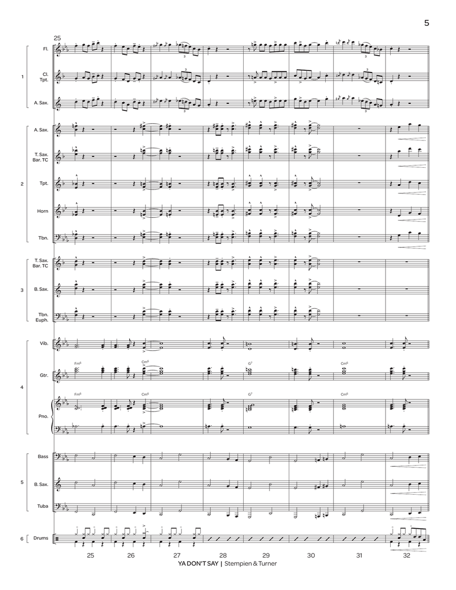 Ya Don't Say (6-Part Flex) Jazz Ensemble scores gallery preview page 6