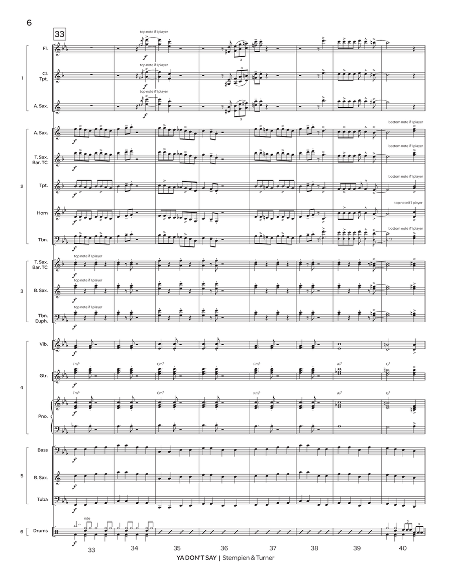 Ya Don't Say (6-Part Flex) Jazz Ensemble scores gallery preview page 7