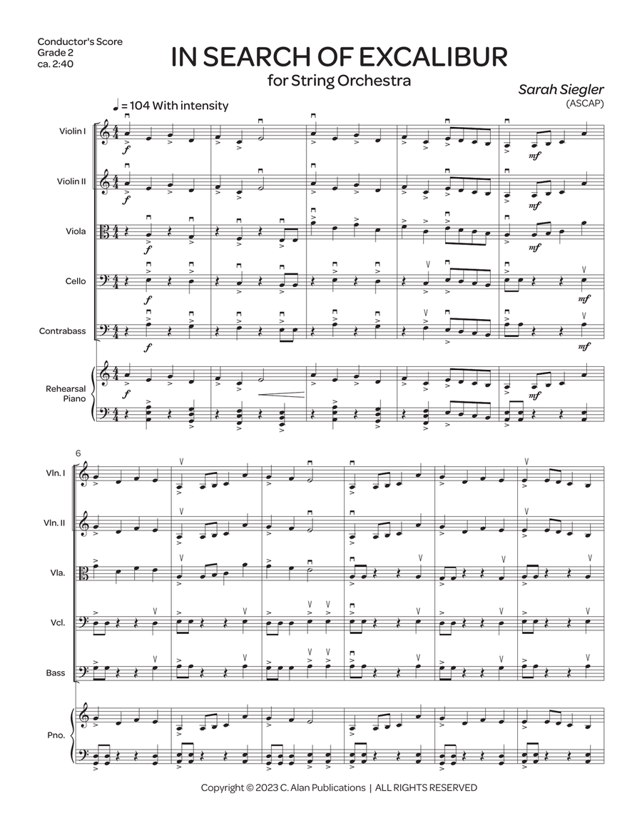 In Search of Excalibur (score only) String Orchestra scores gallery preview page 2