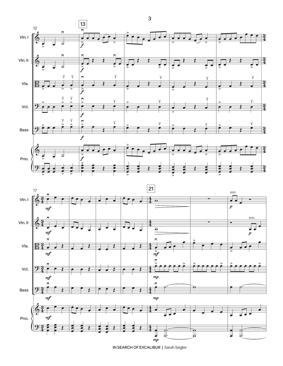 In Search of Excalibur (score only) String Orchestra scores gallery preview page 3