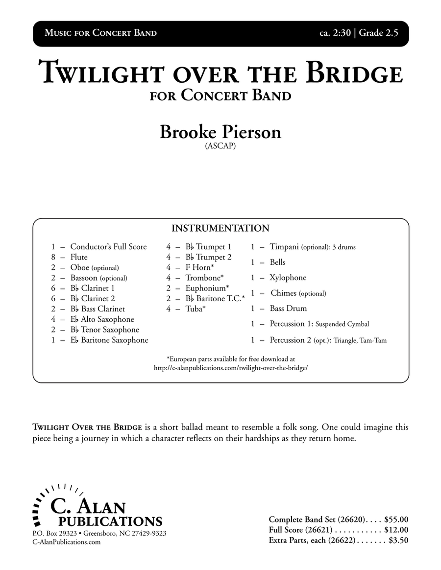 Twilight over the Bridge Twilight over the Bridge Concert Band scores gallery preview page 2
