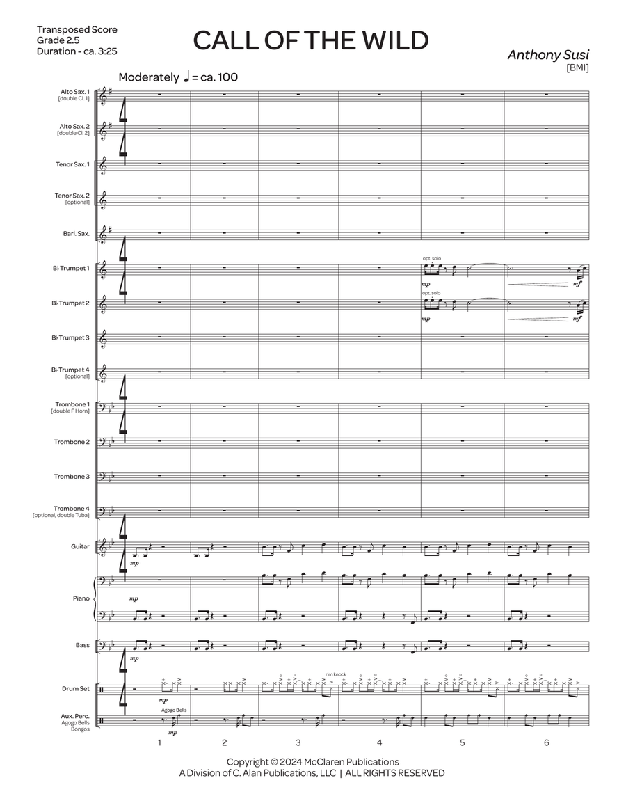 Call of the Wild (score only) Jazz Ensemble scores gallery preview page 2