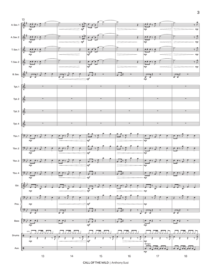 Call of the Wild (score only) Jazz Ensemble scores gallery preview page 4