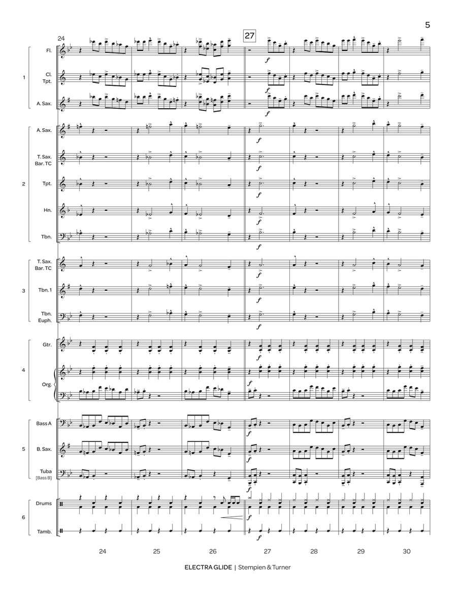 Electra Glide (5-Part Flex Score) Jazz Ensemble scores gallery preview page 5