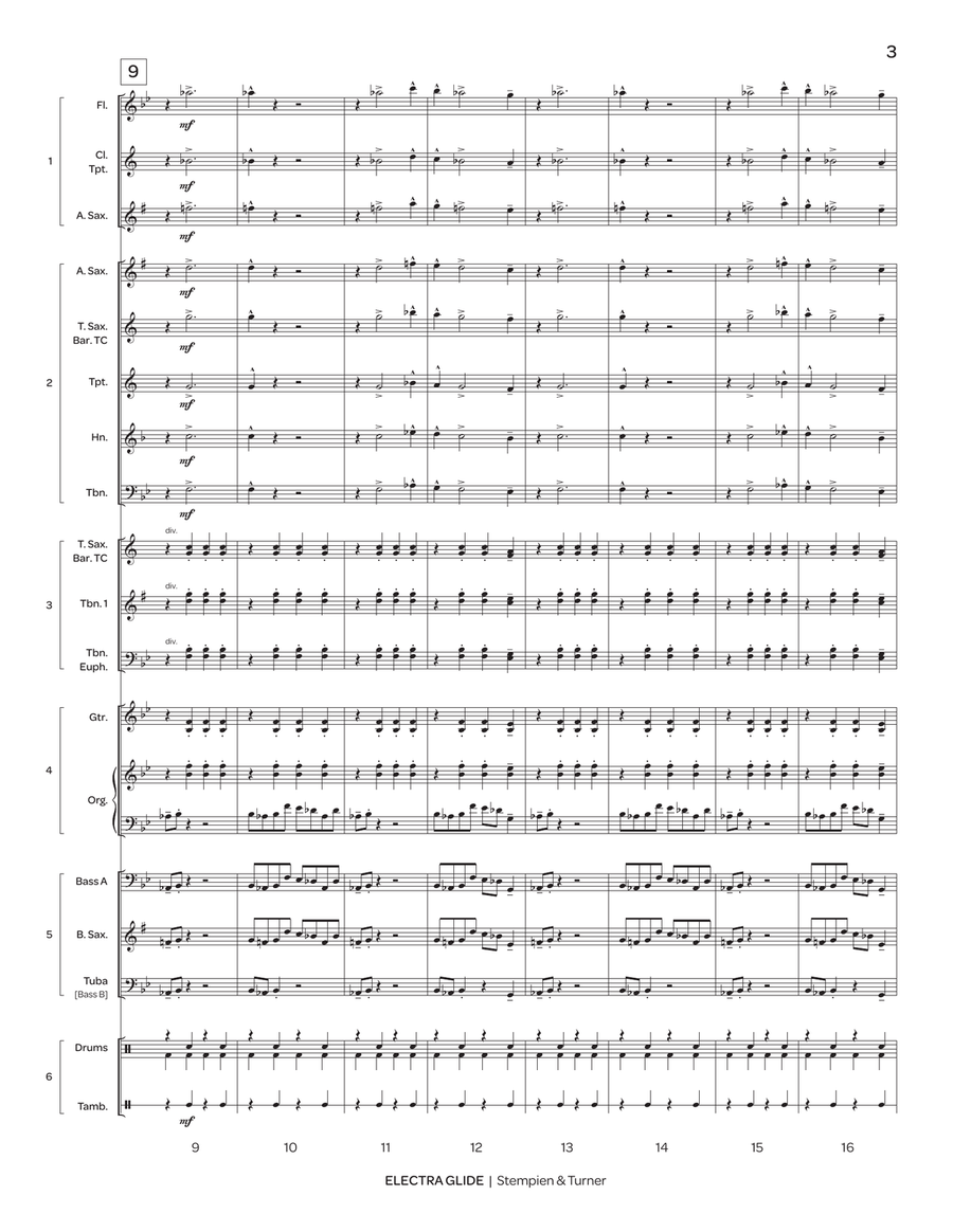 Electra Glide (5-Part Flex) Jazz Ensemble scores gallery preview page 3