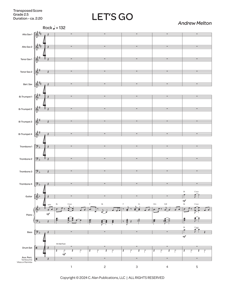 Let's Go (score only) Jazz Ensemble scores gallery preview page 2