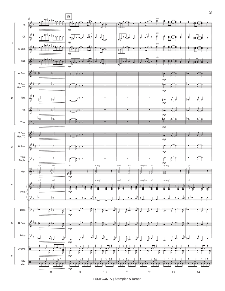 Pela Costa (5-Part Flex) Pela Costa (5-Part Flex) Jazz Ensemble scores gallery preview page 3