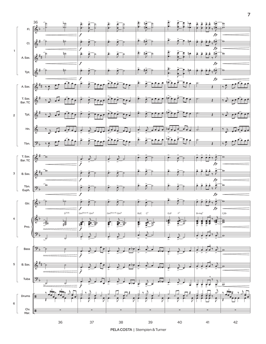 Pela Costa (5-Part Flex) Pela Costa (5-Part Flex) Jazz Ensemble scores gallery preview page 7