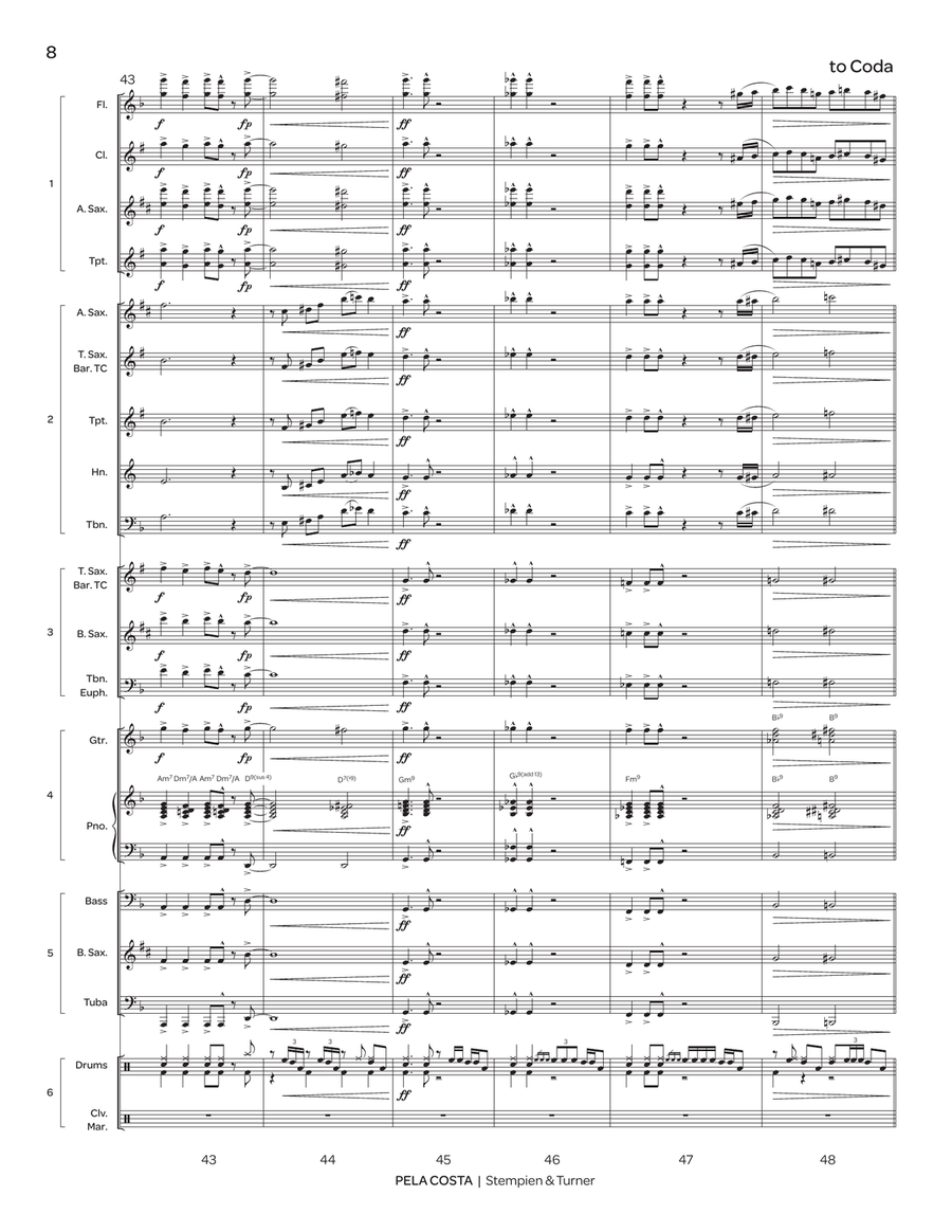 Pela Costa (5-Part Flex) Pela Costa (5-Part Flex) Jazz Ensemble scores gallery preview page 8