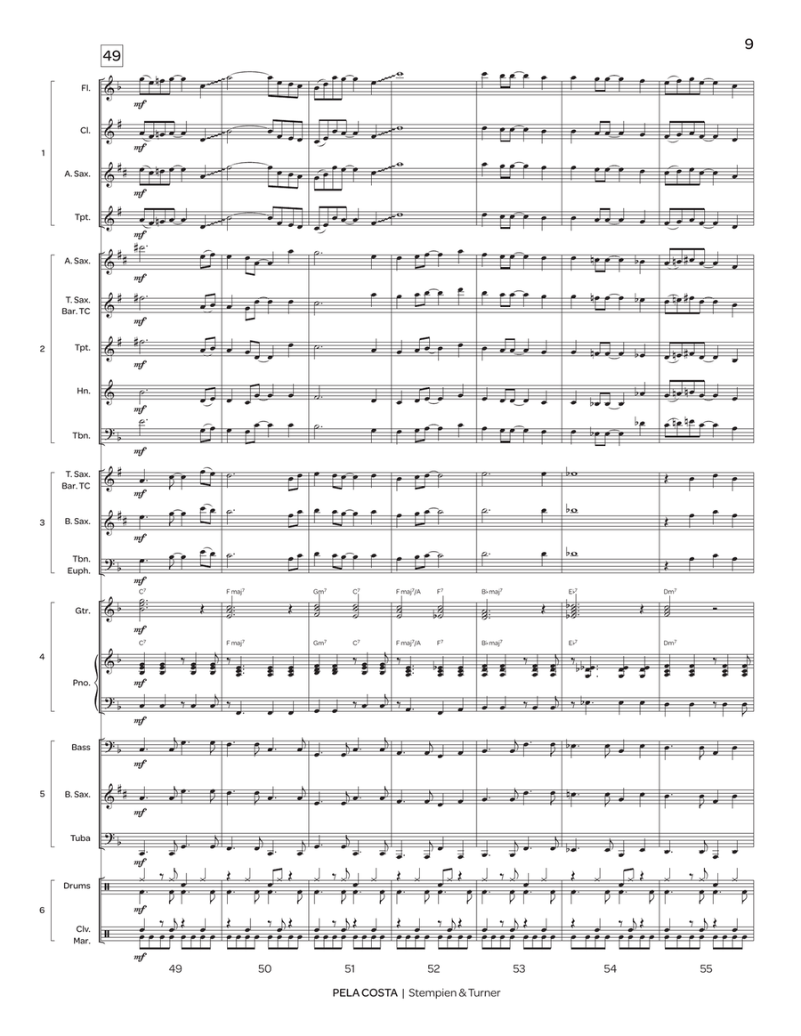 Pela Costa (5-Part Flex) Pela Costa (5-Part Flex) Jazz Ensemble scores gallery preview page 9