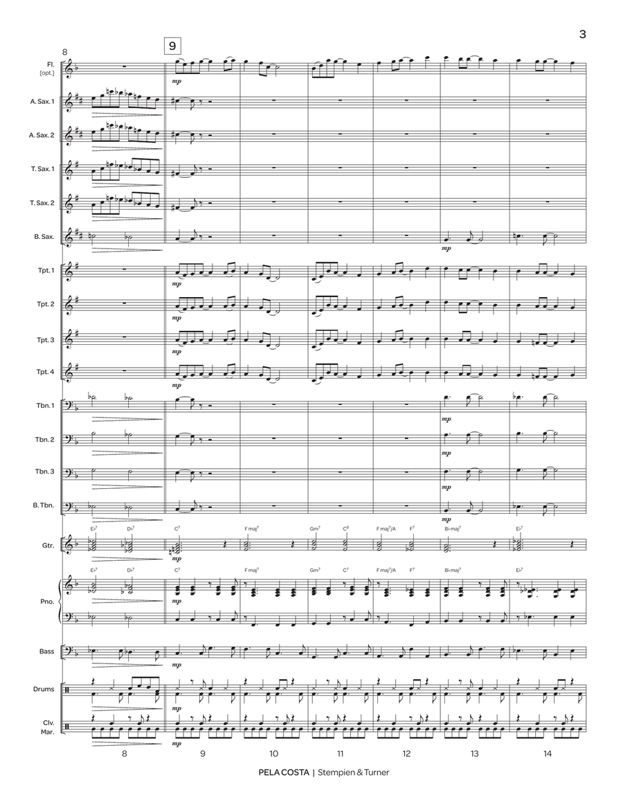 Pela Costa (score only) Pela Costa (score only) Jazz Ensemble scores gallery preview page 3