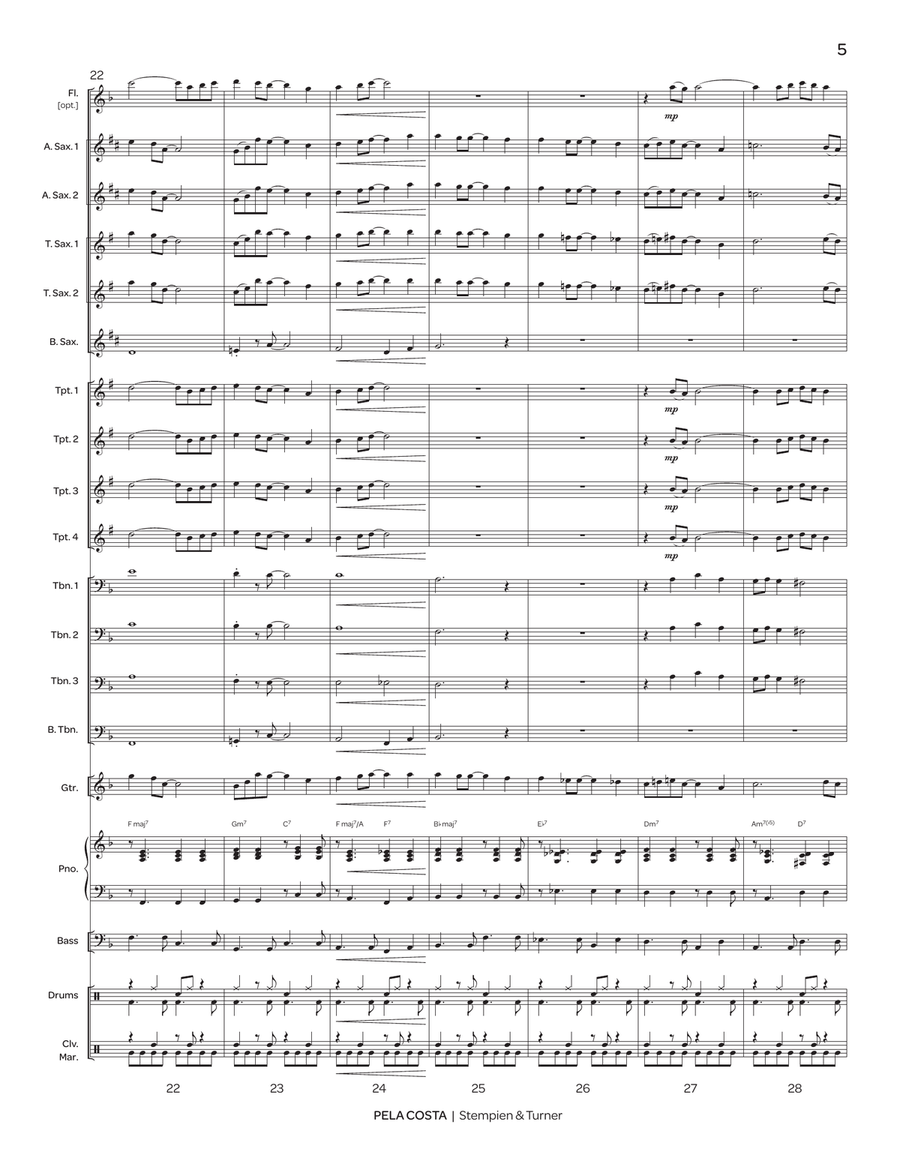 Pela Costa (score only) Pela Costa (score only) Jazz Ensemble scores gallery preview page 5