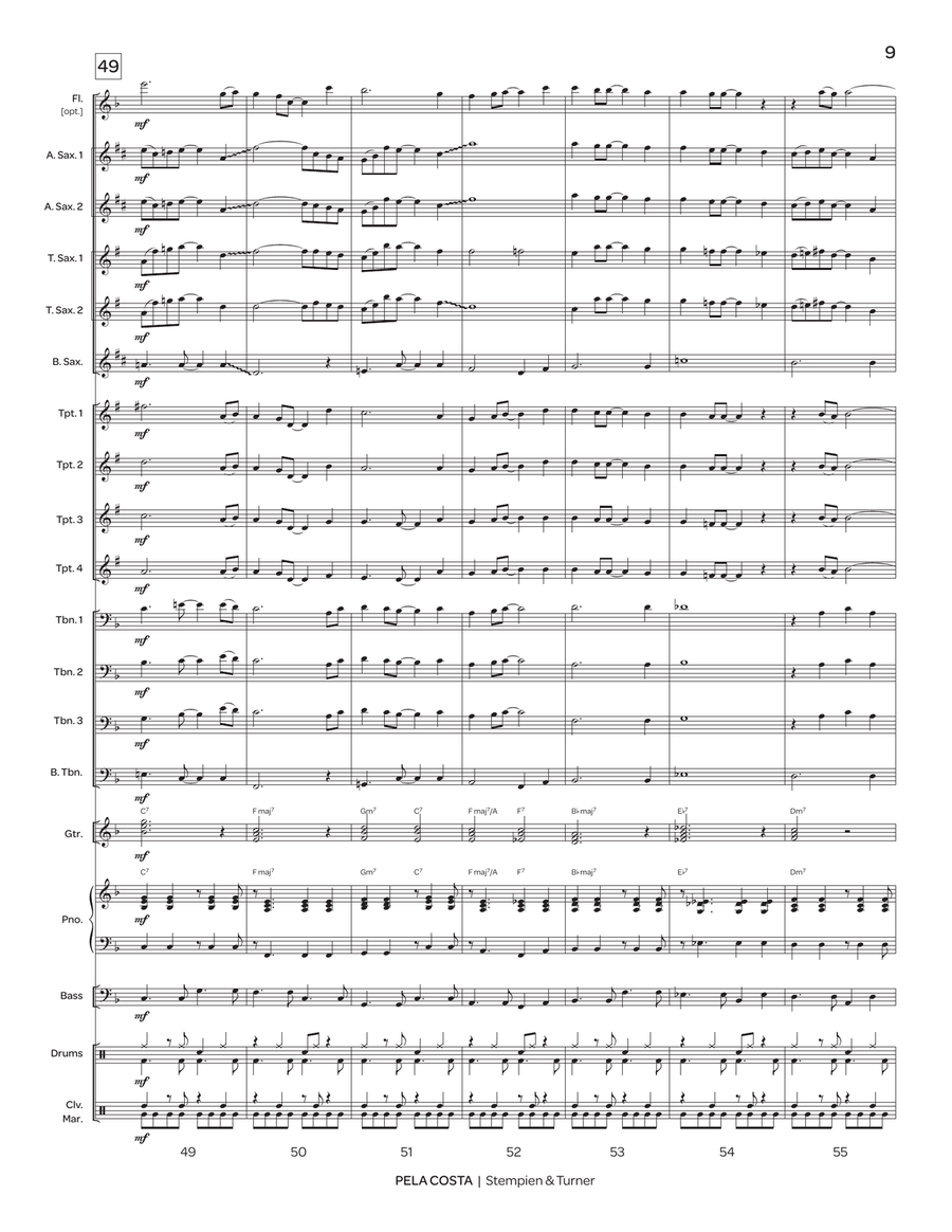 Pela Costa (score only) Pela Costa (score only) Jazz Ensemble scores gallery preview page 9
