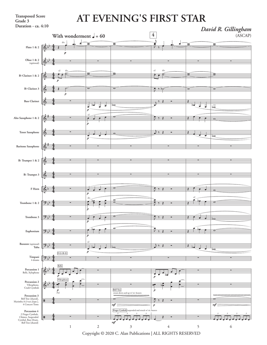At Evening's First Star (score only) Concert Band scores gallery preview page 3
