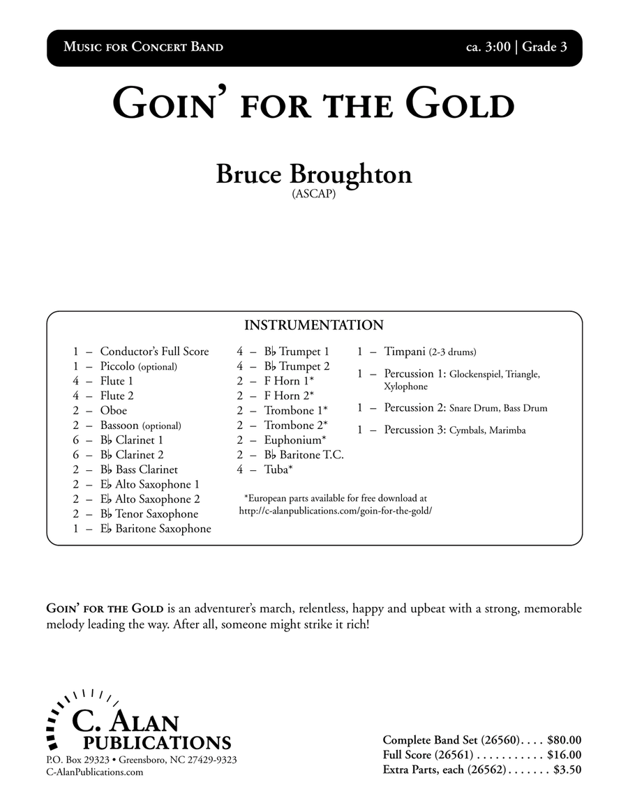 Goin' for the Gold (score only) Concert Band scores gallery preview page 2