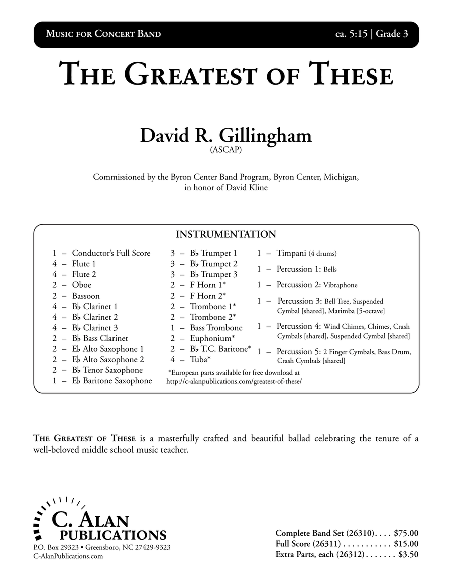 The Greatest of These (score only) Concert Band scores gallery preview page 2