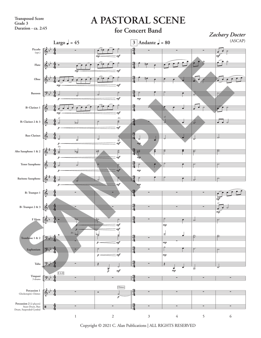Pastoral Scene, A (score only) Concert Band scores gallery preview page 2