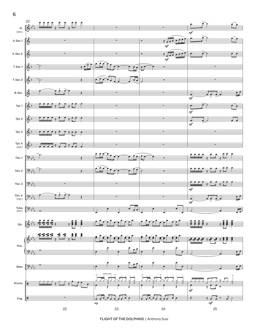 Flight of the Dolphins (score only) Jazz Ensemble scores gallery preview page 6