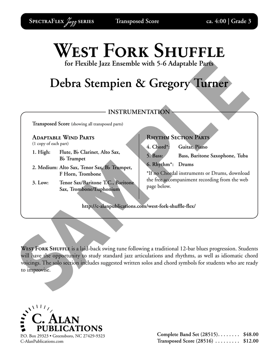 West Fork Shuffle (5-Part Flex) Jazz Ensemble scores gallery preview page 2