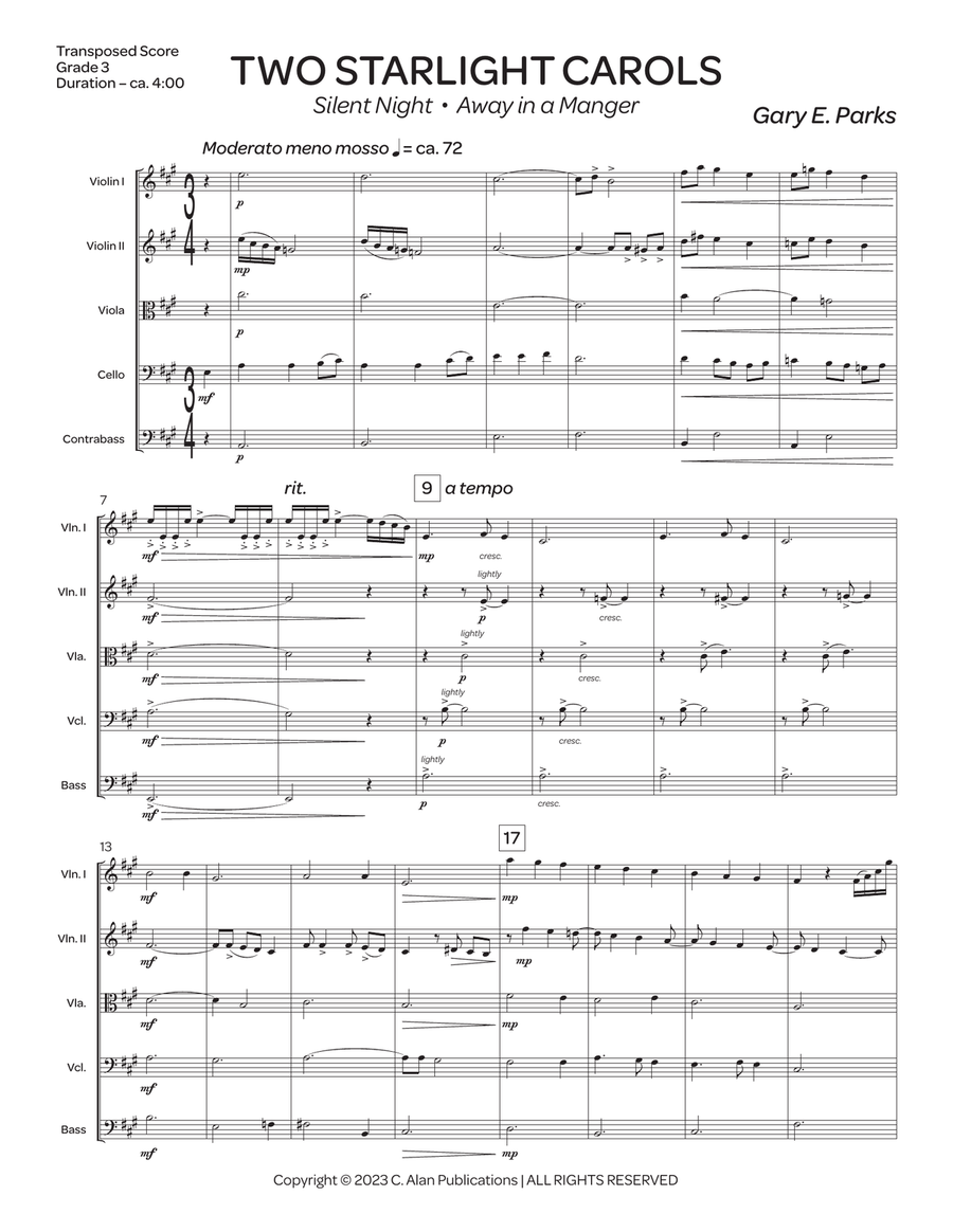 Two Starlight Carols (score only) String Orchestra scores gallery preview page 2