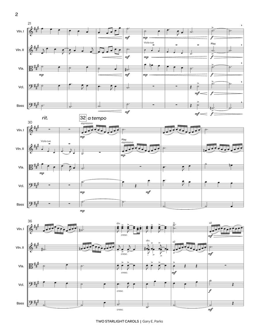 Two Starlight Carols (score only) String Orchestra scores gallery preview page 3