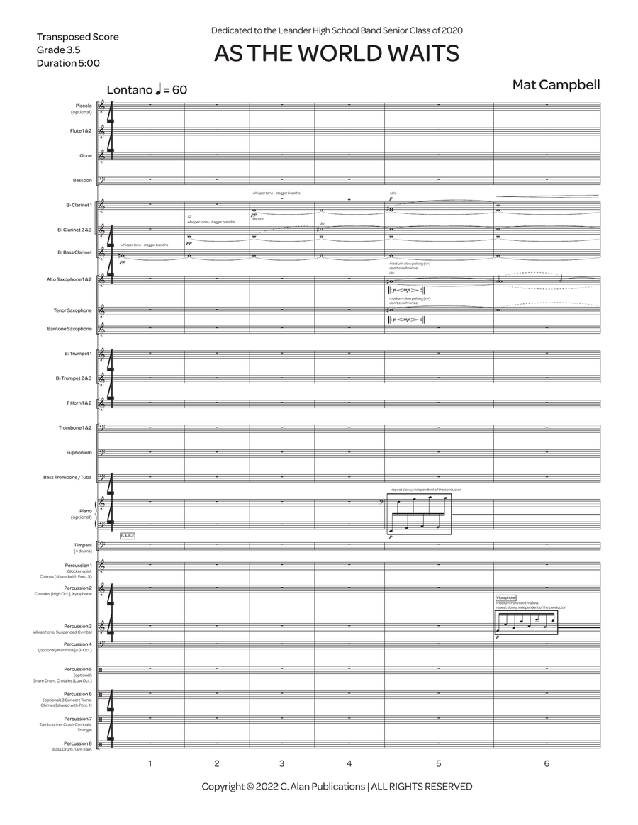 As the World Waits (score only) Concert Band scores gallery preview page 2