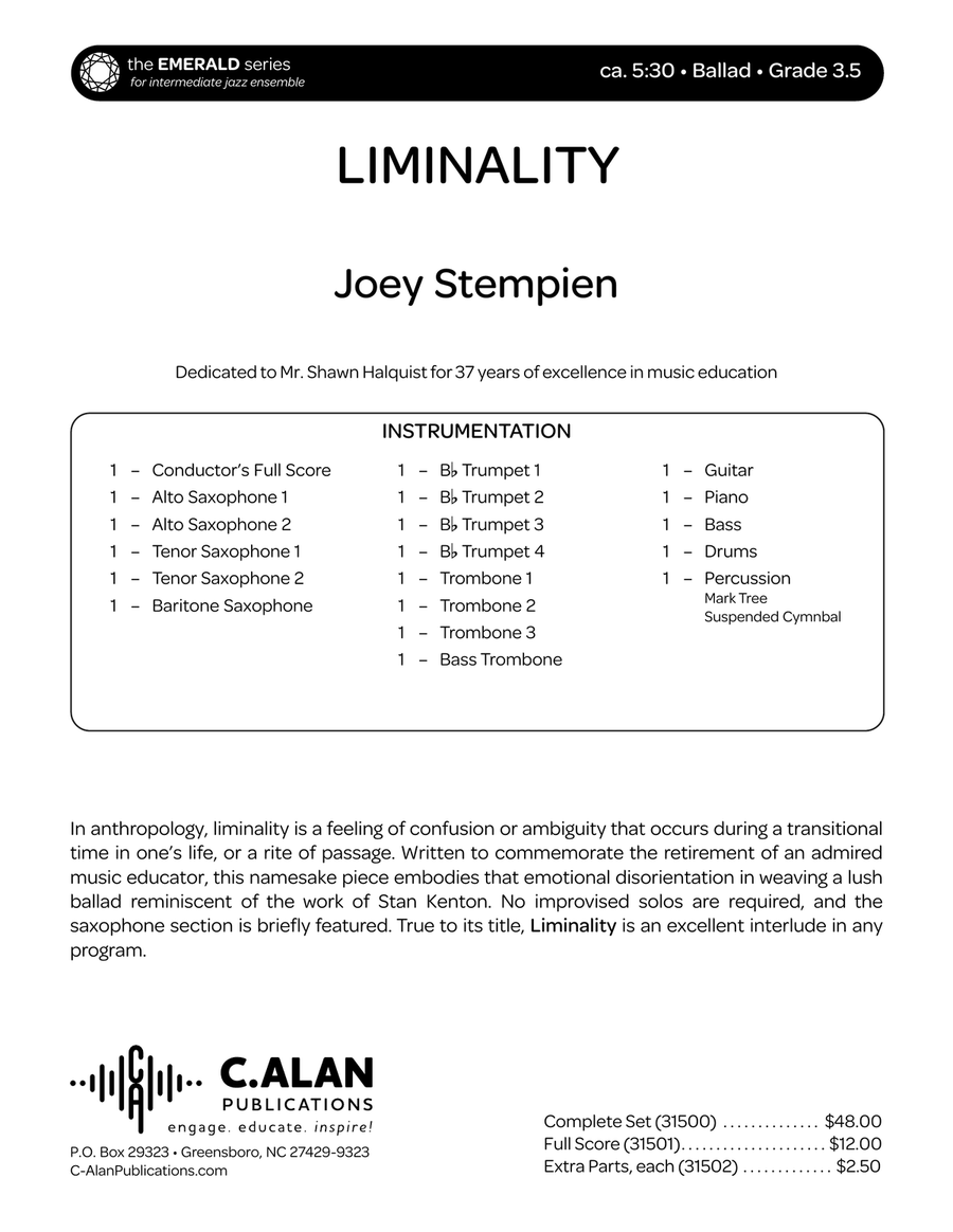 Liminality (jazz score only) Jazz Ensemble scores gallery preview page 2