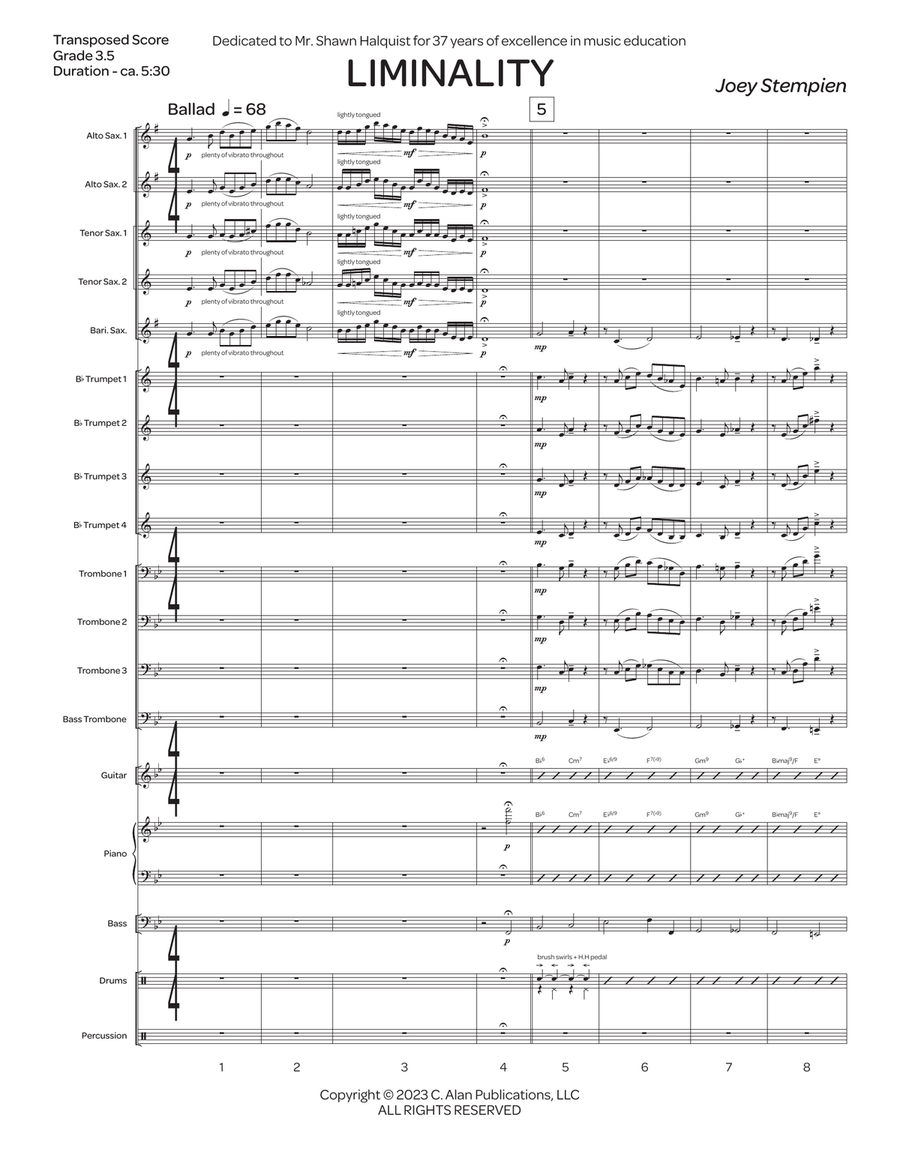Liminality (jazz score only) Jazz Ensemble scores gallery preview page 3