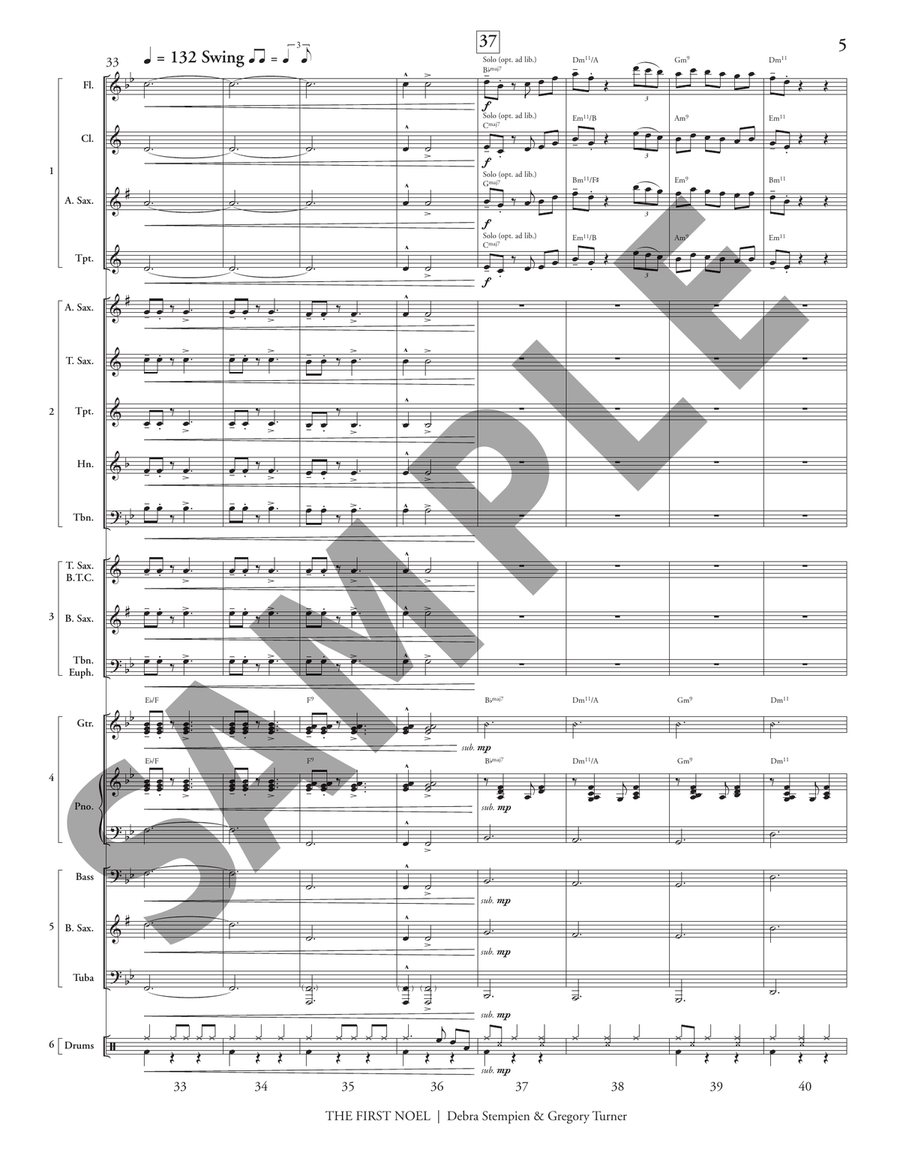The First Noel (flex score) Jazz Ensemble scores gallery preview page 7