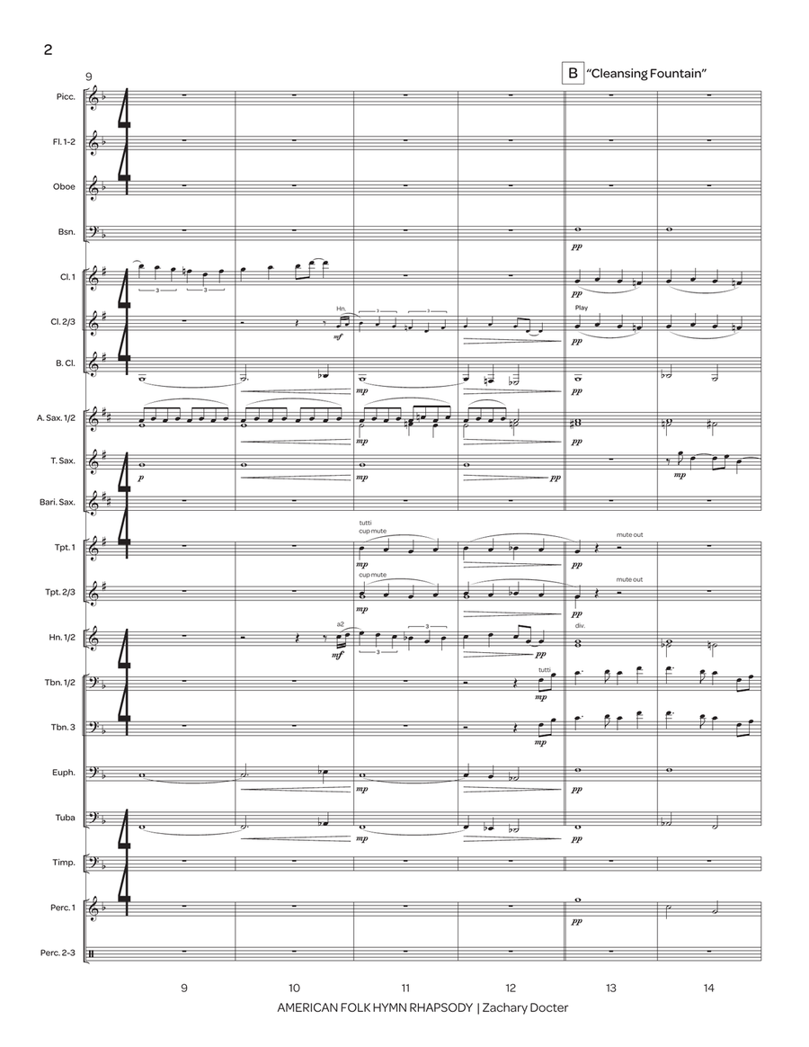 American Folk Hymn Rhapsody (score only) Concert Band scores gallery preview page 3
